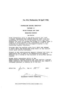 No. S63, Wednesday 10 April[removed]AUSTRALIAN CAPITAL TERRITORY SECTION 16  NOISE CONTROL ACT 1988