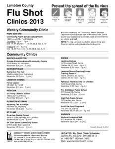 Lambton County  Flu Shot Clinics 2013 Weekly Community Clinic POINT EDWARD