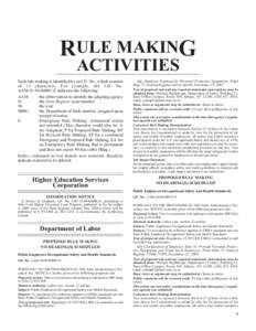 RULE MAKING ACTIVITIES Each rule making is identified by an I.D. No., which consists of 13 characters. For example, the I.D. No. AAM[removed]E indicates the following: