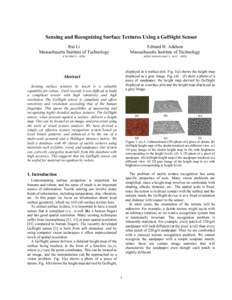 Sensing and Recoggnizing Surface Textures Using a GelSight Sensor Rui Li Massachusetts Institute of Technology delson Edward H. Ad