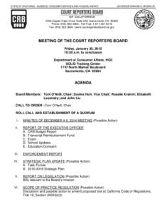 California Court Reporters Board - January 30, 2015 Meeting Agenda