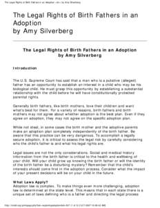 The Legal Rights of Birth Fathers in an Adoption <br> by Amy Silverberg