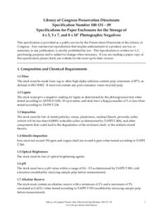 [removed]Specifications for Paper Enclosures for the Storage of 4 x 5, 5 x 7, and 8 x 10