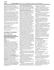 [removed]Federal Register / Vol. 72, No[removed]Wednesday, August 22, [removed]Notices Reclamation’s Mid-Pacific (MP) Regional Office located in Sacramento,