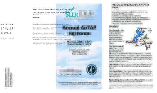 Why should YOU attend the AirTAP Fall Forum? Annual AirTAP Fall Forum