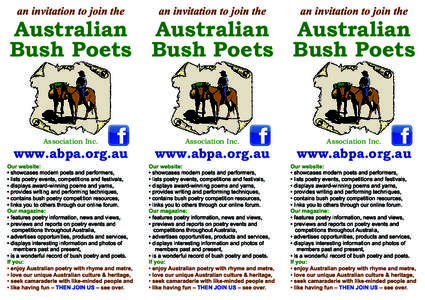 Australian Australian Australian Bush Poets Bush Poets Bush Poets an invitation to join the an invitation to join the