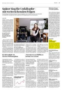 Zürich  Tages-Anzeiger – Mittwoch, 24. Februar 2016 Später Sieg für Unfallopfer – mit weitreichenden Folgen