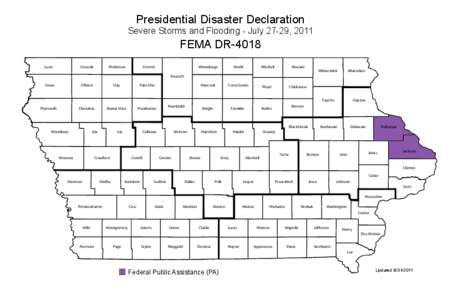 Presidential Disaster Declaration  Severe Storms and Flooding - July 27-29, 2011 FEMA DR-4018