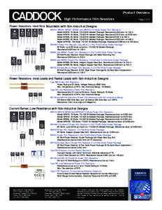 CADDOCK  Product Overview High Performance Film Resistors  Page 1 of 3
