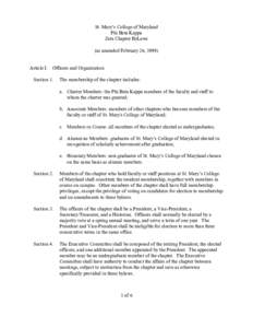 St. Mary’s College of Maryland Phi Beta Kappa Zeta Chapter ByLaws (as amended February 26, [removed]Article I.