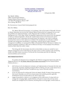 MARINE MAMMAL COMMISSION 4340 East-West Highway, Room 700 Bethesda, MD[removed]September 2008 Mr. Mark R. Millikin