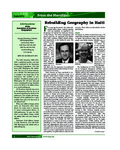 From the Meridian  October 2010 AAG Newsletter of the