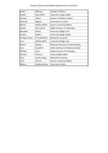 Physical, Chemical and Mathematical Sciences Committee Sheila Gilheany  Institute of Physics