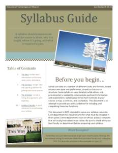 Educational Technologies at Missouri  Last RevisedSyllabus Guide