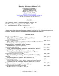 Gretchen Rollwagen-Bollens, Ph.D. School of the Environment & School of Biological Sciences Washington State University[removed]NE Salmon Creek Avenue Vancouver, WA 98686