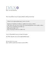 http://www.diva-portal.org  This is the published version of a paper published in BMC gastroenterology. Citation for the original published paper (version of record): Namatovu, F., Sandström, O., Olsson, C., Lindkvist, 