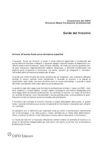 Comuni cato del CSFO Di visione M edia Formazione professi onale Guida del tirocinio  Arrivare all’esame finale senza deviazioni superflue