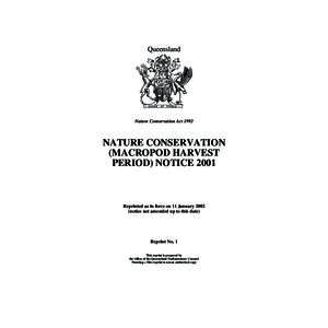 Queensland  Nature Conservation Act 1992 NATURE CONSERVATION (MACROPOD HARVEST