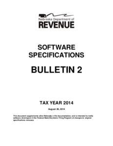 SOFTWARE SPECIFICATIONS BULLETIN 2  TAX YEAR 2014