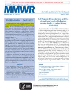 Please note: An erratum has been published for this issue. To view the erratum, please click here.  Morbidity and Mortality Weekly Report Weekly / Vol[removed]No. 13	  April 5, 2013