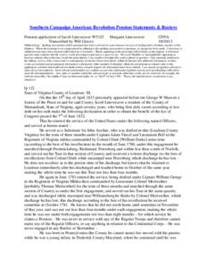 Southern Campaign American Revolution Pension Statements & Rosters Pension application of Jacob Lineweaver W5325 Transcribed by Will Graves Margaret Lineweaver