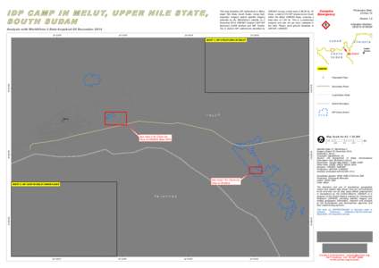 This map illustrates IDP settlements in Melut, Upper Nile State, South Sudan. Using highresolution imagery optical satellite imagery collected by the WorldView-3 satellite on 2 December 2014, UNOSAT located 3,587 IDP str
