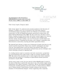 Environmentalists / Pedro Arrojo-Agudo / Year of birth missing / Irrigation / Aquatic ecology / Water supply / Arrojo / Ebro / Reclaimed water / Environment / Water / Earth