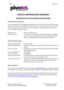 Page 1 of 2  2015_1 CRITICAL INFORMATION SUMMARY GLOBALSTAR 35 PLAN (GLOBALSTAR NETWORK)