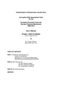 TRANSPARENCY INTERNATIONAL SECRETARIAT  Corruption Risk Assessment Tool for the European Economic Area and Norway Financial Mechanism
