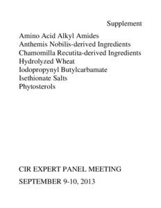 Supplement Amino Acid Alkyl Amides Anthemis Nobilis-derived Ingredients Chamomilla Recutita-derived Ingredients Hydrolyzed Wheat Iodopropynyl Butylcarbamate