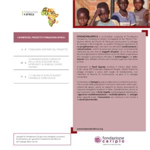 I NUMERI DEL PROGETTO FONDAZIONI4AFRICA  4 10