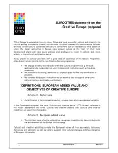 Microsoft Word - EUROCITIES statement on Creative Europe.doc
