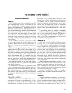 Footnotes to the Tables  All Nonbank Affiliates Table II.A 1 1. The number counts shown on this line cover affil­ iates with total assets, sales, or net income (or loss)