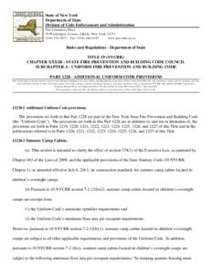 State of New York Department of State Division of Code Enforcement and Administration One Commerce Plaza 99 W ashington Avenue, Albany, New York[removed]4073 Fax: ([removed]