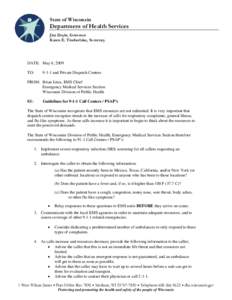 State of Wisconsin  Department of Health Services Jim Doyle, Governor Karen E. Timberlake, Secretary