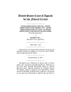 United States Court of Appeals for the Federal Circuit __________________________ HYNIX SEMICONDUCTOR INC., HYNIX SEMICONDUCTOR AMERICA INC., HYNIX SEMICONDUCTOR U.K. LTD.; AND HYNIX