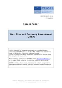 Microsoft Word - CEIOPS-IGSRR[removed]Issues Paper on ORSA.DOC