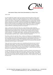 Intervention of Climate Action Network International in LCA Shared Vision April 6, 2009 Last week AOSIS and a number of other Latin American and African countries issued a call for Annex 1 countries to collectively reduc