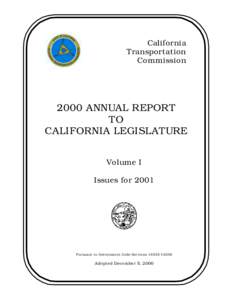 California Transportation Commission 2000 ANNUAL REPORT TO