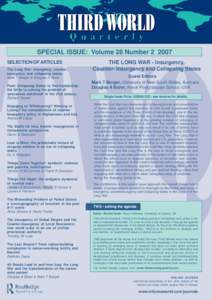 SPECIAL ISSUE: Volume 28 Number[removed]SELECTION OF ARTICLES The Long War: insurgency, counterinsurgency and collapsing states Mark T Berger & Douglas A Borer From Collapsing States to Neo-trusteeship: the limits to solv
