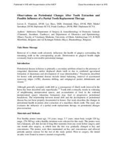 Observations on Periodontal Changes After Tooth Extraction...by L.E. Vlaminck, L. Huys, D. Maes et al. - AAEP Focus 2006