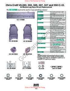 Click on Part Number for Pricing  Chris Craft V8-283, 302, 305, 307, 327 and 350 C.I.D. All Models Log Style Direct Replacement  The CC[removed]must not be used in 3 pass plumbing systems!