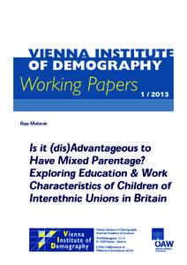 VIENNA INSTITUTE OF DEMOGRAPHY Working Papers