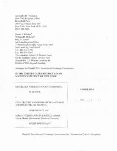 SEC Complaint: Juan Cruz Bilbao Hormaeche and Tomas Andres Hurtado Rourke, Defendants, and Somerton Resources Limited, a British Virgin Islands International Business Company, Relief Defendant