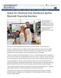 Quest for Chemical-free Deodorant Ignites Macomb Township Business Sylvia Ruma with her son Emilio and husband Christopher at this summer’s Buy Michigan Now Festival in