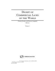 Digest of Commercial Laws of the World Patrick Tinsley and Dennis Campbell Editors Volume 1