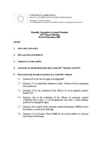 EUROPEAN COMMISSION HEALTH & CONSUMER PROTECTION DIRECTORATE-GENERAL Directorate C - Scientific Opinions C2 - Management of scientific committees; scientific co-operation and networks  Scientific Committee on Animal Nutr