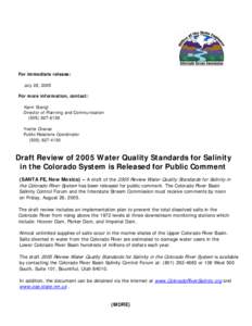For immediate release: July 28, 2005 For more information, contact: Karin Stangl Director of Planning and Communication[removed]