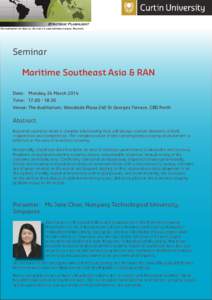 Seminar Maritime Southeast Asia & RAN Date: Monday 24 March 2014