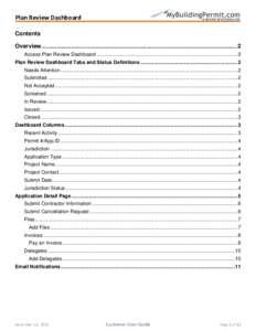 Plan Review Dashboard Contents Overview ...................................................................................................................... 2 Access Plan Review Dashboard ..............................